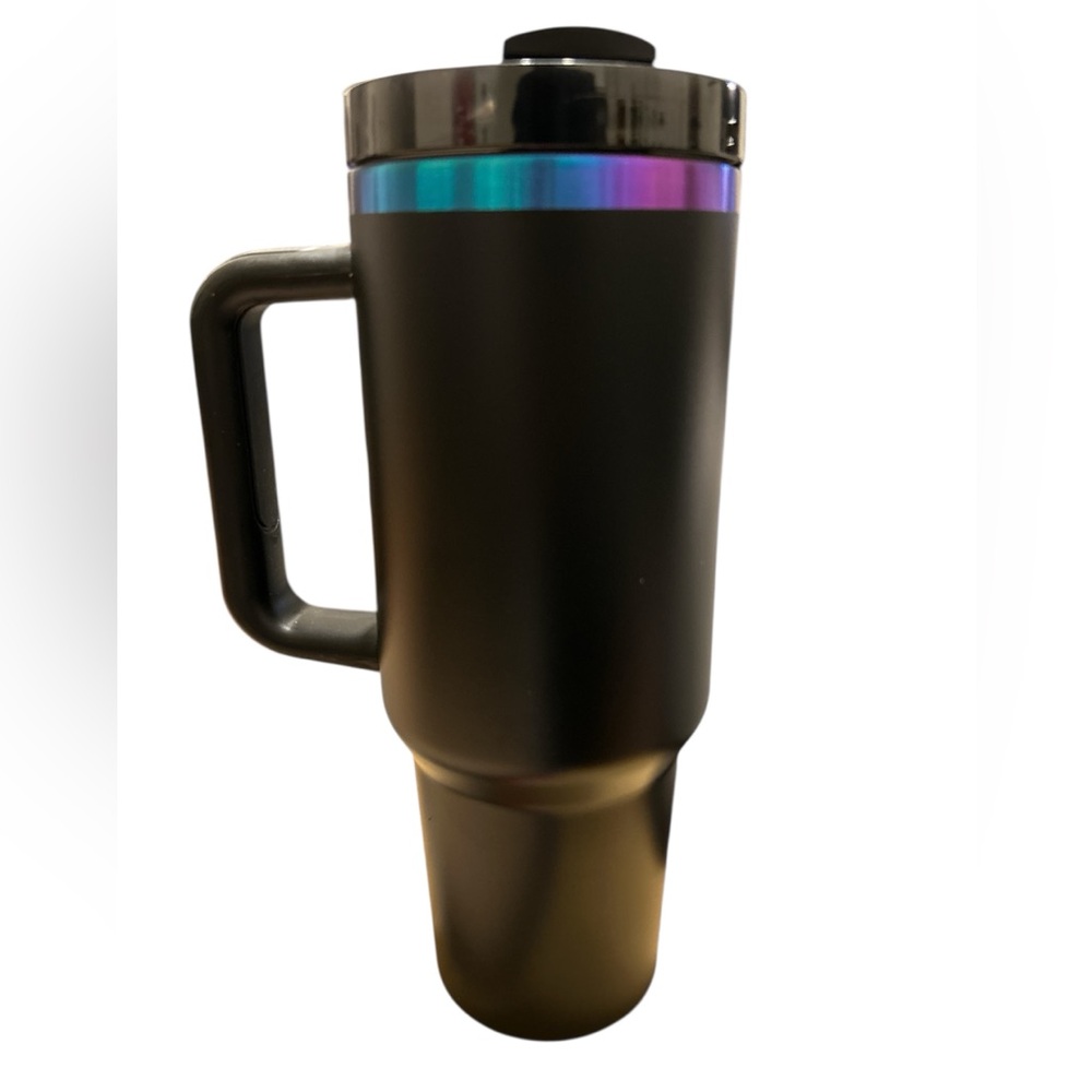 Black Travel Mug with Iridescent Band 40oz